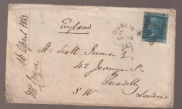 LETTRE Affranchie Avec Le 2 Pence Dentelé Bleu 1863. - Cartas