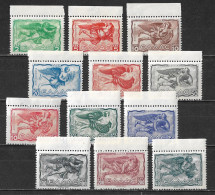 GREECE 1942-1943 Airmail Winds 2 Complete MNH Marginal Sets Vl. A 54 / 59 - 60 / 65 - Unused Stamps