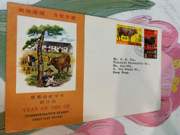 Hong Kong Stamp FDC Issued By CPA 1973 New Year Ox - Briefe U. Dokumente