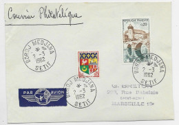 FRANCE BLASON 5C+20C LETTRE AVION BORDJ MEDJANA 2.3.1962 SETIF POUR MARSEILLE - Covers & Documents