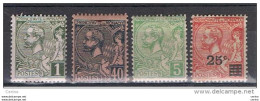 MONACO:  1891/92  ALBERTO  I° -  4  VAL. L. -  YV/TELL. 11//52 - Unused Stamps
