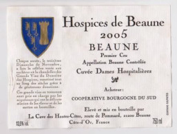 Etiquette HOSPICES DE BEAUNE " BEAUNE 1er Cru 2005 - Cuvée Dames Hospitalières "  (1532)_ev696 - Bourgogne