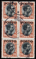 1923. DANMARK. Postage Due. Porto. Chr. X. 25 Øre Brown/black In 6block. (Michel P6) - JF545128 - Strafport