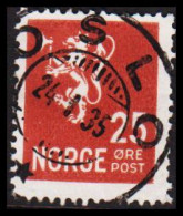 1926. NORGE. New Liontype. 25 ØRE LUXUS Cancel OSLO 24 1 35.  (Michel 126) - JF545154 - Used Stamps