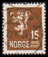 1926. NORGE. New Liontype. 15 ØRE Cancel LANGEVAAG 23 XI 34.  (Michel 122) - JF545155 - Oblitérés