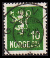 1926. NORGE. New Liontype.__ 10 øre Green. LUXUS Cancel GJØVIK 9. 2. 34. (Michel 120) - JF545158 - Usados