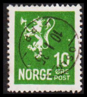 1926. NORGE. New Liontype.__ 10 øre Green. Fine Small Cancel OSLO P.P. 10 1 35. (Michel 120) - JF545159 - Usados