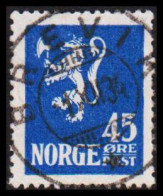 1923. NORGE. Lion-type 45 øre. With Luxus Cancel BREVIK1. XII 34. (Michel 108) - JF545162 - Usados