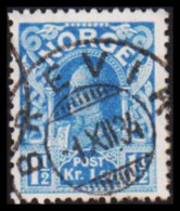 1910. NORGE. Haakon. Smooth Background. Die C.__ 1,50 Kr. Ultramarine. Beautiful Cancelled BRE... (Michel 90) - JF545167 - Used Stamps
