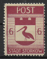 Stadt Storkow, MiNr. 12,  Plattenfehler Gebrochenes P In Post, Postfrisch, ** - Mint