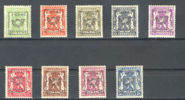 België PRE446-PRE454 X Cote €50 Perfect - Typo Precancels 1936-51 (Small Seal Of The State)