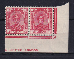 Malaya - Pahang: 1935/41   Sultan Abu Bakar    SG36     8c  Scarlet   MNH Corner Pair - Pahang