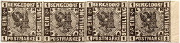 BERGEDORF 2 , 1861, 1 S. Schwarz, Im Postfrischen Vollrandigen Randviererstreifen (Felder 69-72), Kabinett, Mi. (450.-)  - Bergedorf