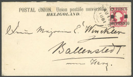 HELGOLAND U 2I BRIEF, 1881, 20 Pf. Auf 10 Pf. Rot, Pfennig In Gleichmäßigen Typen, Auf Brief Nach Ballenstedt, Oben Leic - Héligoland