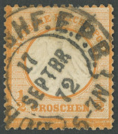 HUFEISENSTEMPEL DR 14 O, LÜBECK BHF E.P.B., 17.9.72, (Sp Nr. 22-3), Auf 1/2 Gr. Orange, Ein Fehlender Zahn Sonst Pracht - Oblitérés