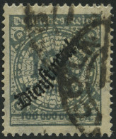 DIENSTMARKEN D 82 O, 1923, 100 Mio. M. Dunkelgrüngrau, Pracht, Gepr. Dr. Oechsner, Mi. 200.- - Service