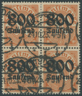 DIENSTMARKEN D 95Y VB O, 1923, 800 Tsd. M. Auf 30 Pf. Dunkelrotorange Auf Mattgelblichorange, Wz. 1, Im Viererblock, Pra - Service