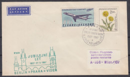 ⁕ Czechoslovakia 1967 ⁕ Air Mail BERLIN - PRAHA - VIDEN Commemorative Cover, Jubilejni Let 1927 - 1967 - Brieven En Documenten