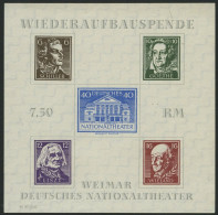 THÜRINGEN Bl. 3APFIV , 1946, Block Nationaltheater, Ungezähnt, Mit Plattenfehler Punkt Hinter Erstem E Im Goethe, Pracht - Autres & Non Classés