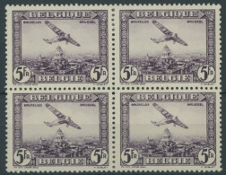 BELGIEN 298 VB , 1930, 5 Fr. Dunkelviolett Im Viererblock, Falzreste, Pracht - Autres & Non Classés