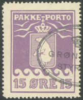 GRÖNLAND - PAKKE-PORTO 8A O, 1923, 15 Ø Rotviolett, (Facit P 8II), Pracht - Parcel Post