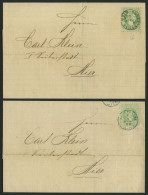 ÖSTERREICH 36I BRIEF, 1870, 3 Kr. Grün, Grober Druck, Je Auf Ortsbrief Mit Blauem Und Schwarzem K1 LANDSTRASSE WIEN, Pra - Other & Unclassified