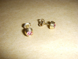 306 CLOUS D'OREILLES ROSES - METAL DORE - Earrings