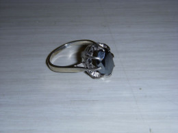 007 BAGUE ARGENT MASSIF PIERRE NATURELLE OVALE JAIS NOIR IRISE Taille 56 - Rings