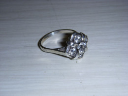 008 BAGUE ARGENT MASSIF 5 PIERRES NATURELLES CRISTAL De ROCHE BLANC Taille 56 - Ring