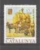Siega Récolte De Blé Wheat Harvest Donkey Poster Stamp Vignette CATALUNYA Spain Label - Anes