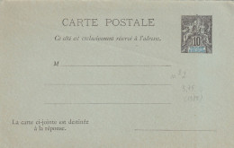 Sultanat D'anjouan Colonies Francaise Postes 10 C. Carte - Lettre Réponse - Neufs