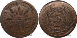 Uruguay - 5 Centesimos 1854/40 - TTB/XF40 FAUTÉE - Mon3737 - Uruguay