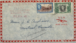 1940 , HONDURAS BRITÁNICA , BELIZE - MONTREAL , SOBRE CIRCULADO , CORREO AÉREO , YV. 121 , 124 - GEORGE VI - Britisch-Honduras (...-1970)