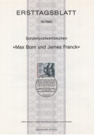 Germany Deutschland 1982-19 First Day Sheet, Max Born German-British Physicist, James Franck, Physics, Nobel Prize, Bonn - 1981-1990