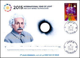 ALGERIA 2015 FDC Rare Cancellation International Year Of Light Lumière Einstein - Fysica