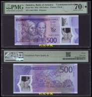 Jamaica 500 Dollars 2023, Polymer, Commemorative, AA Prefix, PMG70 - Jamaique