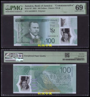 Jamaica 100 Dollars 2023, Polymer, Commemorative, AA Prefix, PMG69 - Jamaica