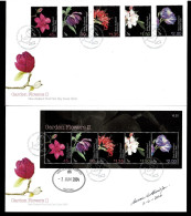 New Zealand 2004 Garden Flowers  II  Set Of 2 FDCs -  One Signed By Designer - FDC