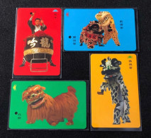 Singapore SMRT TransitLink Metro Train Subway Ticket Card, The Lion Dance, Set Of 4 Used Cards - Singapour