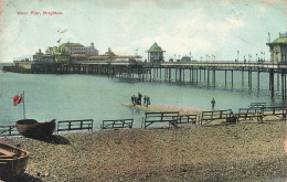 ROYAUME-UNI - West Plier - Brighton - Vue Sur La Plage - La Mer - Animé - Colorisé - Carte Postale Ancienne - Brighton