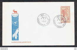 NORWAY: 1. 8. 1967 LONGYEARBYEN COVERT WITH 35 Ore RED AND GRAY (377) - Storia Postale