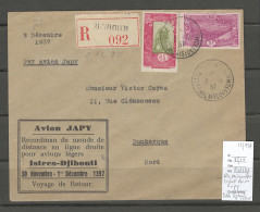 Cote Des Somalis - Raid Djibouti - Istres - Retour Par Avion Japy - Cachet Commémoratif Du Record  - 12/1937 - Covers & Documents