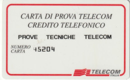 CARTA DI PROVA TELECOM CREDITO TELEFONICO  (CZ1428 - Test- Und Dienst-TK