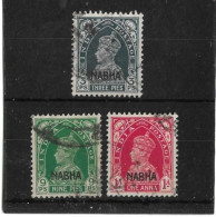 INDIA - NABHA 1941 - 1945 3p, 9p, 1a SG 95,97,98 FINE USED Cat £33 - Nabha