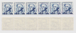 Etats Unis N° 796 Washington 5c Bleu 1965-81 Bande De 6 Oblitéré - Tiras Cómicas & Múltiples