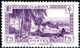 GABON, PAESAGGI, LANDSCAPE, 1,25 Fr., 1933, FRANCOBOLLI USATI Mi:GA 143, Scott:GA 140, Yt:GA 140A - Oblitérés