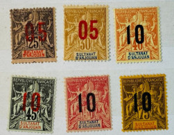 Anjouan 1912 YT N° 24-25-26-27-28-29 Neuf* - Unused Stamps