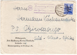 SBZ 1949, Landpost Stpl. 10 KLEINVOIGTSBERG über Freiberg Auf Brief N. SW-Afrika - Lettres & Documents