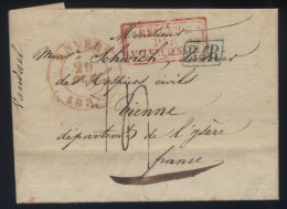 Belgique - LaC Cachet Rouge Anvers Entrée Belgique Par Valenciennes B4R Bleu Pour Vienne Isère - 27/11/1836 - 1830-1849 (Independent Belgium)