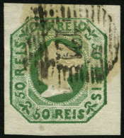 PORTUGAL 3a O, 1853, 5 R. Grün, Nummernstempel 121, Allseits Breitrandig, Farbfrisch, Kabinett, Gepr. Roumet, Mi. (1300. - Usado